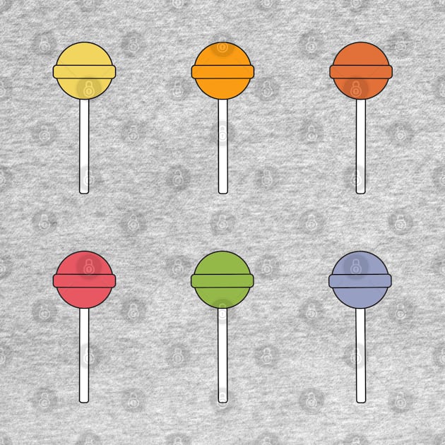 Set of 6 happy colorful lollipops hard candy by PrintablesPassions